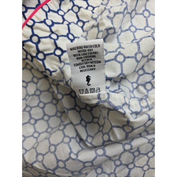 MARIGOT Block Print Night Shirt Blue Geometric Pajama Dress Size M Msrp $105 - Picture 10 of 10